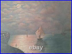 Très Beaux Tableaux Marine XIXème Siècle, Peinture À L'huile Sur Toile