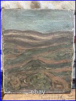 Très Belle Peinture 1944 Huile Sur Toile Abstrait Signé JK Hst Abstraction Art