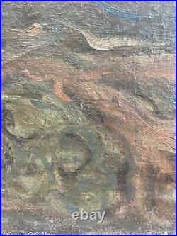 Très Belle Peinture 1944 Huile Sur Toile Abstrait Signé JK Hst Abstraction Art