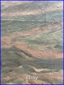 Très Belle Peinture 1944 Huile Sur Toile Abstrait Signé JK Hst Abstraction Art