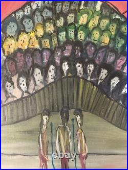 Très Belle Peinture Huile Sur Toile Concert 1980 Expressionniste Expressionnisme