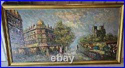Tres Belle Peinture Huile Sur Toile Rues De Paris Montmartre Les Bouquinistes