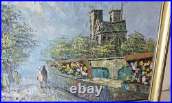Tres Belle Peinture Huile Sur Toile Rues De Paris Montmartre Les Bouquinistes