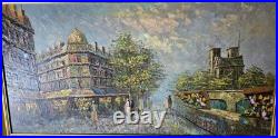 Tres Belle Peinture Huile Sur Toile Rues De Paris Montmartre Les Bouquinistes