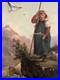 Très Belle Peinture Huile sur Toile Berger Mouton XIXe 1850 Montagne Ancien Art