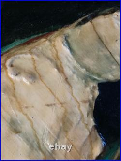 Très Belle Peinture Moderne Huile Sur Toile Abstrait Hst Abstraction Cire 1990