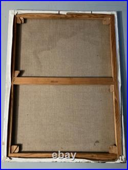 Très Belle Peinture Moderne Huile Sur Toile Abstrait Hst Abstraction Cire 1990