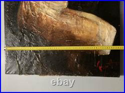 Très Belle Peinture Moderne Huile Sur Toile Abstrait Hst Abstraction Cire 1990