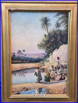 VICTOR COUSIN. Scène de Genre Orientalisme. Peinture huile sur toile signée