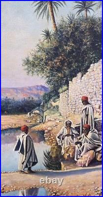 VICTOR COUSIN. Scène de Genre Orientalisme. Peinture huile sur toile signée