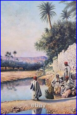 VICTOR COUSIN. Scène de Genre Orientalisme. Peinture huile sur toile signée