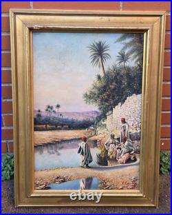 VICTOR COUSIN. Scène de Genre Orientalisme. Peinture huile sur toile signée