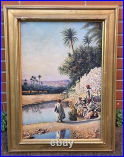 VICTOR COUSIN. Scène de Genre Orientalisme. Peinture huile sur toile signée