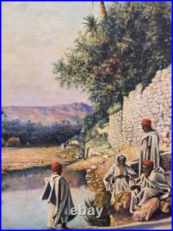 VICTOR COUSIN. Scène de Genre Orientalisme. Peinture huile sur toile signée