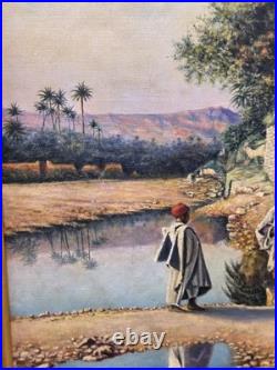 VICTOR COUSIN. Scène de Genre Orientalisme. Peinture huile sur toile signée