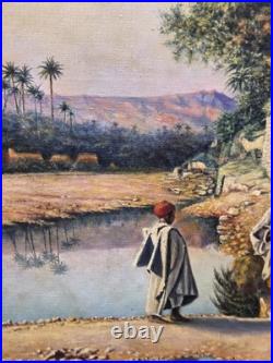 VICTOR COUSIN. Scène de Genre Orientalisme. Peinture huile sur toile signée