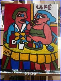 VISTO -Tableau art moderne contemporain Titre CAFÉ ROUGE