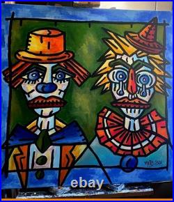 VISTO -Tableau art moderne contemporain Titre LES DEUX CLOWNS