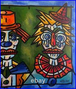 VISTO -Tableau art moderne contemporain Titre LES DEUX CLOWNS