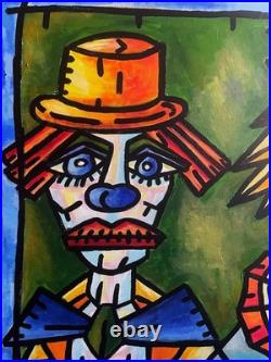VISTO -Tableau art moderne contemporain Titre LES DEUX CLOWNS