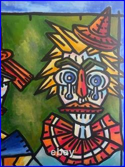 VISTO -Tableau art moderne contemporain Titre LES DEUX CLOWNS
