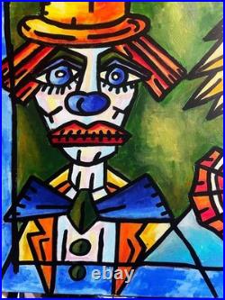 VISTO -Tableau art moderne contemporain Titre LES DEUX CLOWNS