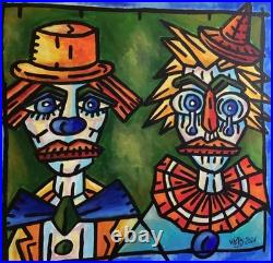VISTO -Tableau art moderne contemporain Titre LES DEUX CLOWNS