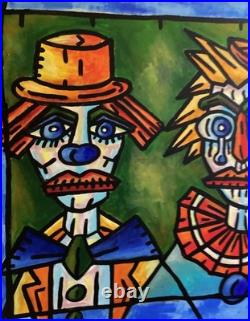 VISTO -Tableau art moderne contemporain Titre LES DEUX CLOWNS