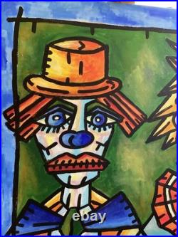 VISTO -Tableau art moderne contemporain Titre LES DEUX CLOWNS