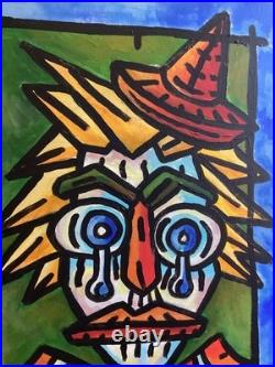 VISTO -Tableau art moderne contemporain Titre LES DEUX CLOWNS