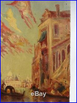 Venise Beau Paysage 1900 Huile / Toile Esprit Ziem Monogramme Peinture Tableau