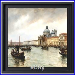 Venise, Le Môle à l'entrée du Grand Canal et la Salute Peinture 40x40 cm