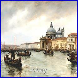 Venise, Le Môle à l'entrée du Grand Canal et la Salute Peinture 40x40 cm