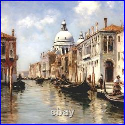 Venise, Le Môle à l'entrée du Grand Canal et la Salute Peinture 40x40 cm