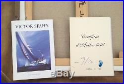 Victor Spahn Tableau Marine La Régate Peinture Originale Hst 8f Certificat ++