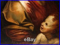 Vierge à l'Enfant Superbe HST XVIIIe Italie Peinture Ancienne Old Painting