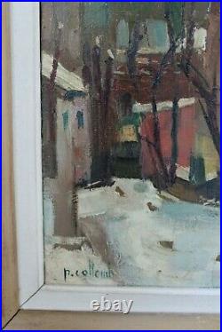 Village en hiver, huile sur toile, vers 1950, de Paul Collomb (1921-2010)