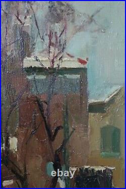 Village en hiver, huile sur toile, vers 1950, de Paul Collomb (1921-2010)