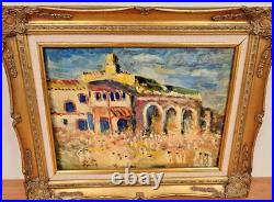 Vue d'un marché en Orient Huile sur toile décorative encadrée signée ilisible