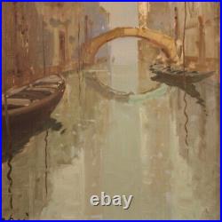 Vue de Venise gondole canal peinture signée paysage huile toile tableau 900