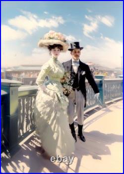 Week-end à Llandudno Élégant couple 1900 Acrylique 50x70