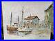 William Jones Huile sur Toile vintage Bateaux au mouillage