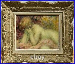 X2 Huile / toile Lucien Boulier (1882-1963) Pointillisme Nu féminin Nude French
