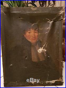 XVIII ème s, portrait d'homme ancienne peinture huile sur toile