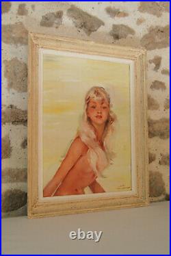 XXe Portrait Huile Femme DEHO d'après Jean Gabriel DOMERGUE Affiche Monte-Carlo