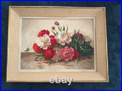 Yvan Galle (1907-1975)grande Huile Sur Toile Encadree Jete De Fleurs Bouquet 15m