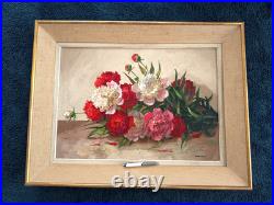 Yvan Galle (1907-1975)grande Huile Sur Toile Encadree Jete De Fleurs Bouquet 15m