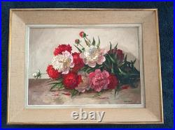 Yvan Galle (1907-1975)grande Huile Sur Toile Encadree Jete De Fleurs Bouquet 15m