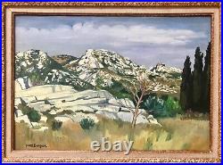 Yves Brayer Tableau 10p Peinture 1950/60 Les Alpilles Provence Galerie Romanet
