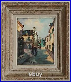 Yves GONEC huile sur toile rue animée en Bretagne 1930-1940